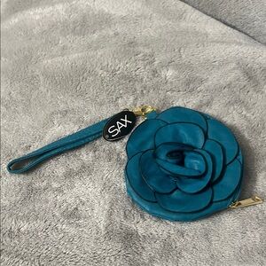 Teal Floral Wristlet